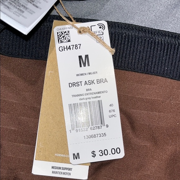 NWT Adidas Gray and Black Sports Bra Compression Fit - Picture 7 of 9